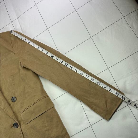 Banana Republic Blazer Tan Iced Latte Linen Double Breasted Academia Classic - Picture 10 of 10